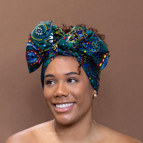 Afrikaanse / Groen Multicolor Paisley / hoofddoek - headwrap, Kleding | Dames, Hoeden en Petten, Nieuw, Ophalen of Verzenden