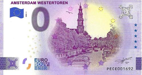 0 euro biljet 2023 Amsterdam Westertoren, Postzegels en Munten, Bankbiljetten | Europa | Eurobiljetten, Verzenden