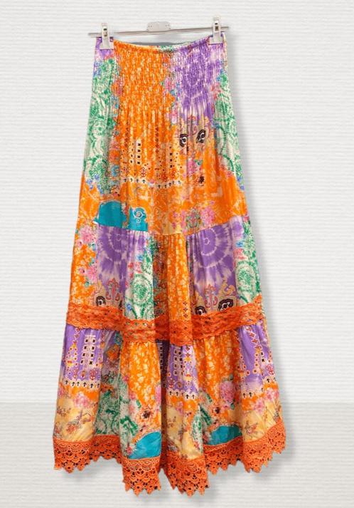 Franse kleurrijke luchtige rok, boho jurk ORANJE kleur,, Kleding | Dames, Rokken