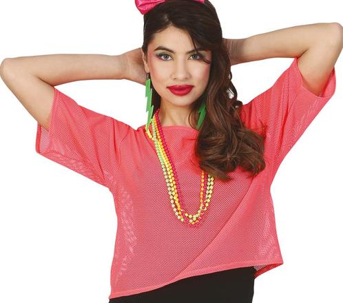 Visnet T/shirt Neon Roze Kort L, Kleding | Dames, Carnavalskleding en Feestkleding, Nieuw, Verzenden