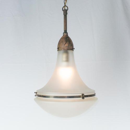 antieke lamp Luzette P. Behrens Siemens 20s hoogte 48 cm, Huis en Inrichting, Lampen | Hanglampen, Gebruikt, Glas, Metaal, Minder dan 50 cm