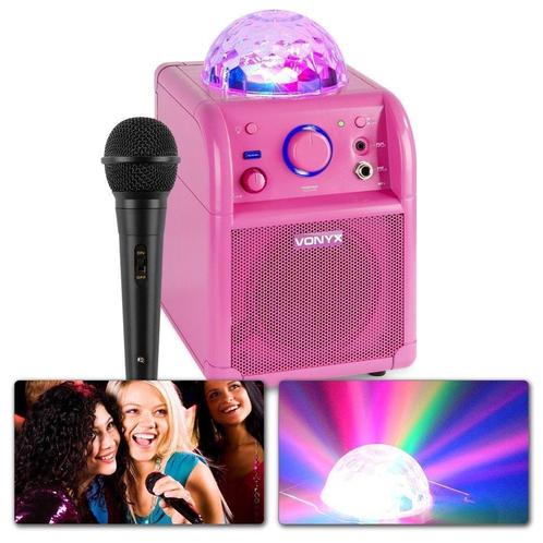 Vonyx SBS50P Karaoke set met microfoon, Bluetooth en lichtef, Audio, Tv en Foto, Luidsprekers, Nieuw, Verzenden