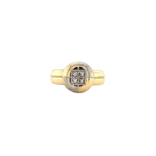 Bicolour gouden ring met diamant 14 krt, Sieraden, Tassen en Uiterlijk, Ringen, Dame, Wit, 17 tot 18, Zo goed als nieuw, Goud