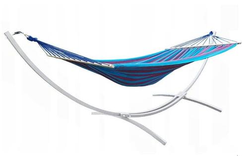 Hangmat standaard wit tot 220 kg - inc blauw-paarse hangm..., Tuin en Terras, Hangmatten, Nieuw, Ophalen of Verzenden