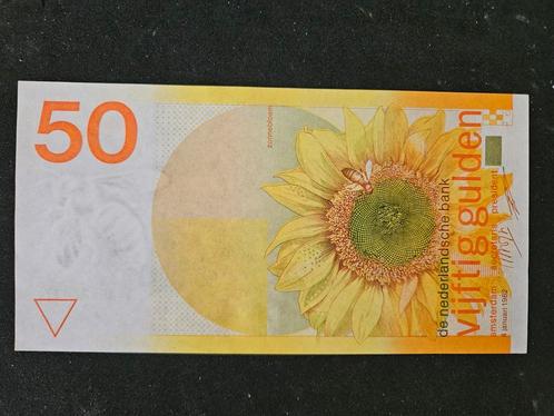 Nederland 50 Gulden 1982 Zonnebloem UNC, Postzegels en Munten, Bankbiljetten | Nederland, Verzenden
