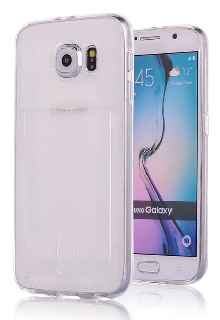 Galaxy S6 Edge TPU Hoesje Met Pasjesvakje Transparant / Roze, Telecommunicatie, Mobiele telefoons | Hoesjes en Frontjes | Samsung