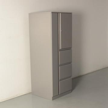 Officenow lockerkast met 3 laden, aluminium, 163 x 59,5 cm
