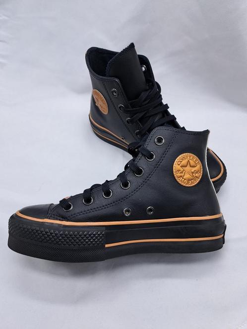 Converse Chuck Taylor All Star Platform High Leather, Kleding | Dames, Schoenen, Zwart, Zo goed als nieuw, Sneakers of Gympen