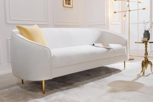 Design 3-zits loungebank DIVA 205cm wit Bouclé 3-zits, Huis en Inrichting, Banken | Bankstellen, Ophalen of Verzenden
