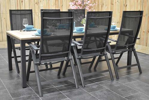 Oklahoma Tafel 220 met 6 Verona Verstelbare Dining Tuinstoel, Tuin en Terras, Tuinsets en Loungesets, Eettafel, Stoel, 6 zitplaatsen