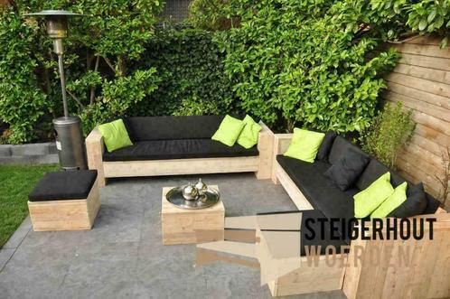 Steigerhout Loungeset XL tuinbank loungebank bewerkt op maat, Tuin en Terras, Tuinsets en Loungesets, Loungeset, Bank, Eettafel