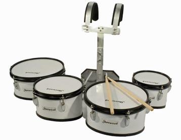 1, 4- of 5-delige marching drumset met draagstel