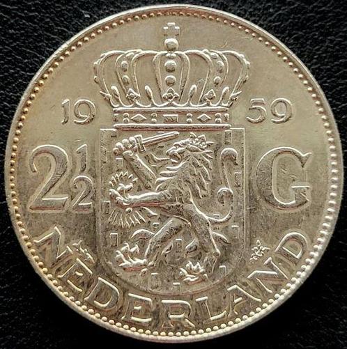 Nederlandse zilveren Juliana Rijksdaalder 1959, Postzegels en Munten, Munten | Nederland, Losse munt, Zilver, Verzenden