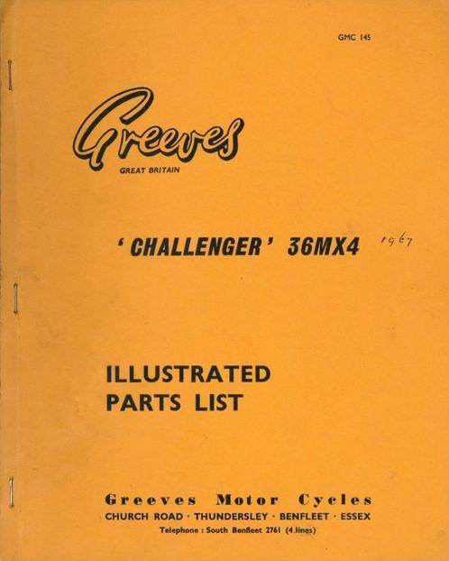 1967 - Greeves - Illustrated Parts List - 'Challenger' 36MX4, Motoren, Handleidingen en Instructieboekjes, Overige merken, Verzenden