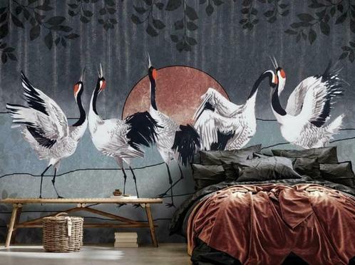 Kraanvogel behang, Japanese Cranes, op maat, Huis en Inrichting, Stoffering | Behang, Verzenden