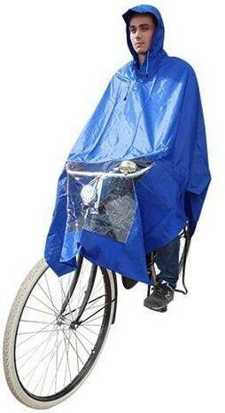 Onmisbaar op de fiets Regen poncho blauw