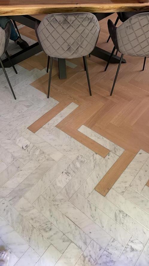 ECHT Italiaans wit Carrara Marmer Tegels Visgraat 40x10 cm, Doe-het-zelf en Verbouw, Tegels, Minder dan 20 cm, 40 tot 60 cm, 10 m² of meer