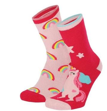 Antislip sokken 2 paar meisje eenhoorn/regenboog € 7,95