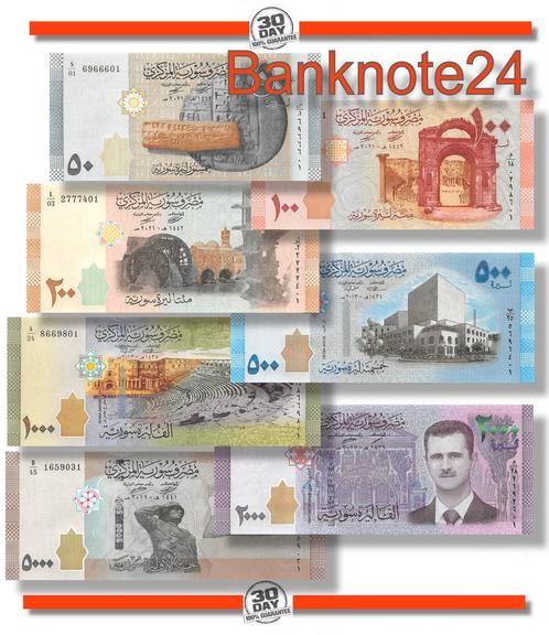 Syria Set 50 tot 5000 Pounds Unc by Banknote24, Postzegels en Munten, Bankbiljetten | Azië, Setje, Ophalen of Verzenden