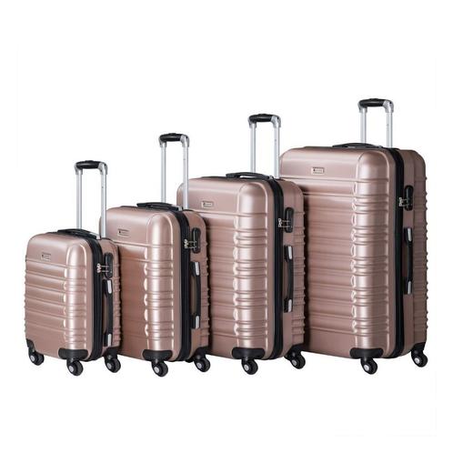 Trolley Reiskofferset / Kofferset - 4-delig - Rosa - ABS, Sieraden, Tassen en Uiterlijk, Koffers, 45 tot 55 cm, 70 cm of meer