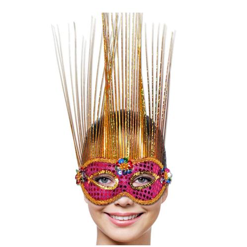 Roze oogmasker met folie sprieten - Venetiaanse maskers, Hobby en Vrije tijd, Feestartikelen, Ophalen of Verzenden