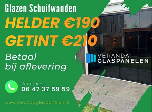 Getint Glas - Helder Glas - Glazen schuifwanden -Glaspanelen, Tuin en Terras, Overkappingen, Veranda, Nieuw, Verzenden