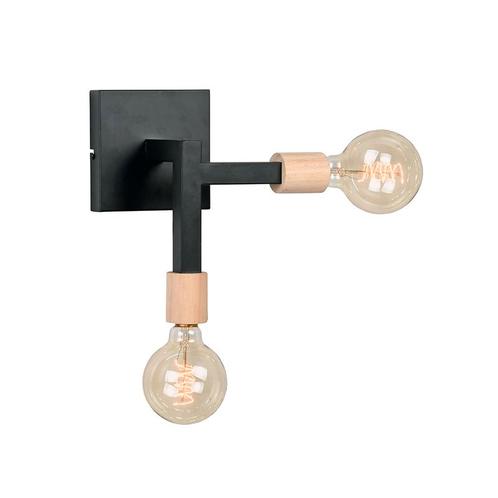 LABEL51 - Wandlamp Loco - Zwart Metaal - Naturel Rubberwood, Huis en Inrichting, Lampen | Wandlampen, Nieuw, Metaal, Ophalen