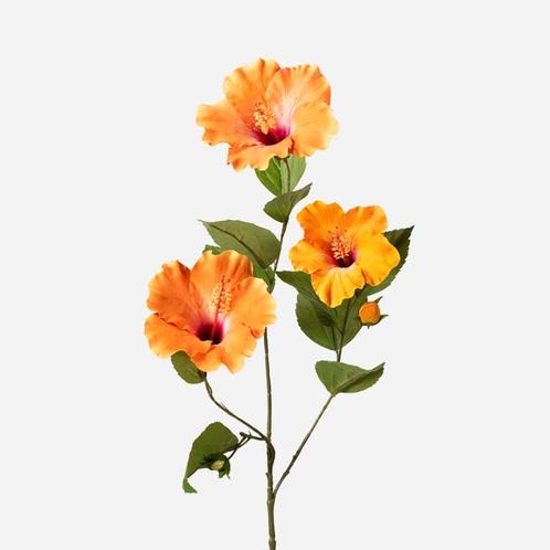 Zijdenbloem Hibiscus Oranje 82cm, Huis en Inrichting, Woonaccessoires | Overige, Verzenden