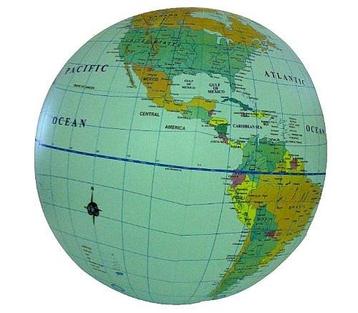 Opblaasglobe - Wereldbol staatkundig 30cm - Satellietbeeld |