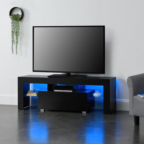 Tv meubel Grimsey met led verlichting 130x35x45 cm zwart, Huis en Inrichting, Kasten | Televisiemeubels, Nieuw, Verzenden