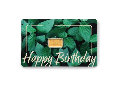 C. Hafner 1 gram goudbaar Happy Birthday met certificaat, Postzegels en Munten, Edelmetalen en Baren, Goud, Verzenden