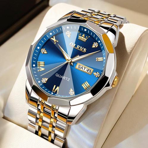 OLEVS heren mannen horloge quartz lichtgevend RVS WR 30M, Sieraden, Tassen en Uiterlijk, Horloges | Heren, Polshorloge, Nieuw