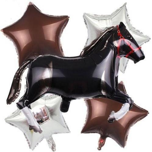 5-delige paarden ballonnen set Black Horse with Stars, Dieren en Toebehoren, Paarden en Pony's | Overige Paardenspullen, Overige soorten