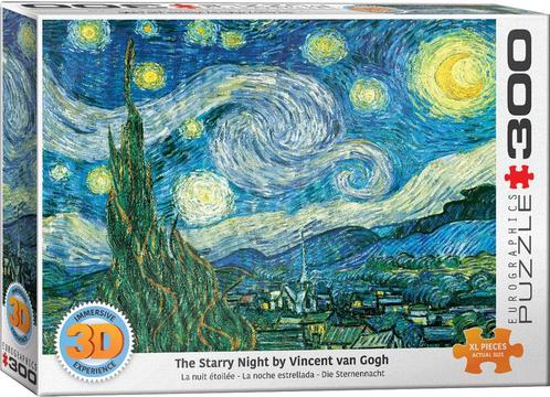Starry Night - Vincent van Gogh 3D Lenticular (300 stukjes), Hobby en Vrije tijd, Denksport en Puzzels, Nieuw, Verzenden