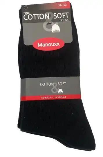 Manouxx sokken fine cotton soft naadloos 4 pack, Kleding | Heren, Sokken en Kousen, Zwart, Nieuw, Maat 39 t/m 42, Verzenden
