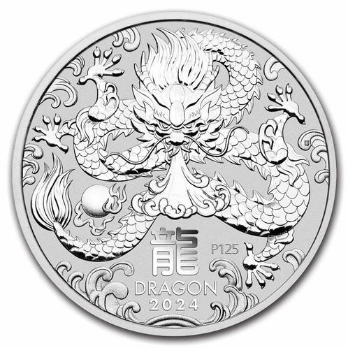 Lunar III - Year of the Dragon - 5 oz 2024, Postzegels en Munten, Munten | Oceanië, Losse munt, Zilver, Verzenden