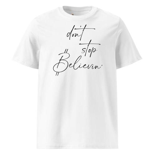 Bitcoin t-shirt- Dont Stop Believin -100% Biologisch Katoen, Kleding | Heren, T-shirts, Wit, Nieuw, Verzenden