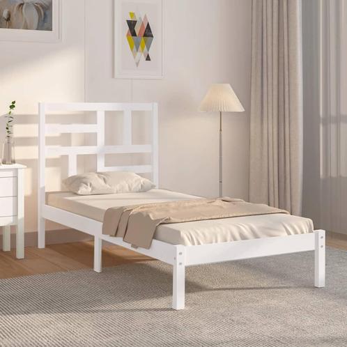 vidaXL Bedframe massief hout wit 90x200 cm, Huis en Inrichting, Slaapkamer | Bedden, Nieuw, Eenpersoons, Verzenden