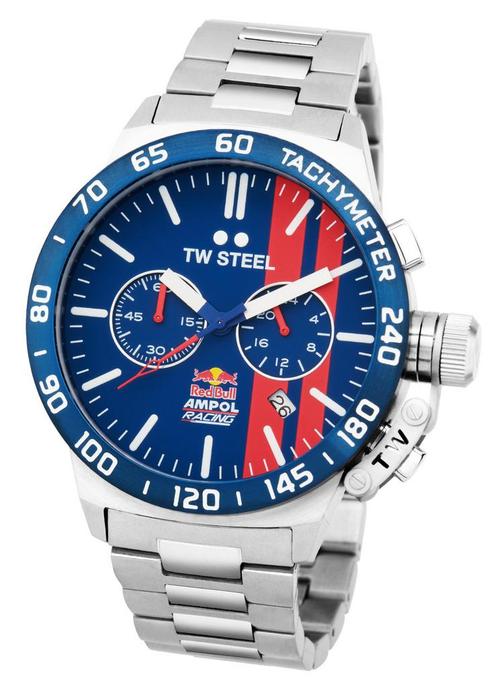 TW Steel CS121 Canteen Red Bull Ampol horloge Chrono 45 mm, Sieraden, Tassen en Uiterlijk, Horloges | Heren, Staal, Nieuw, Staal
