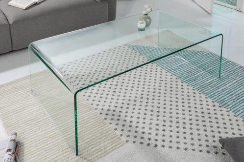 Extravaganter Glas Couchtisch FANTOME 110cm transparent -, Huis en Inrichting, Tafels | Salontafels, Ophalen of Verzenden