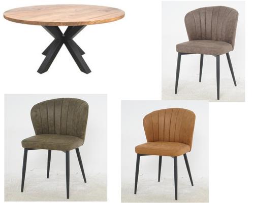 SALE, ronde tafel + 4 stoelen , VOORJAARSAANBIEDING, NIEUW, Huis en Inrichting, Tafels | Eettafels, 100 tot 150 cm, 100 tot 150 cm