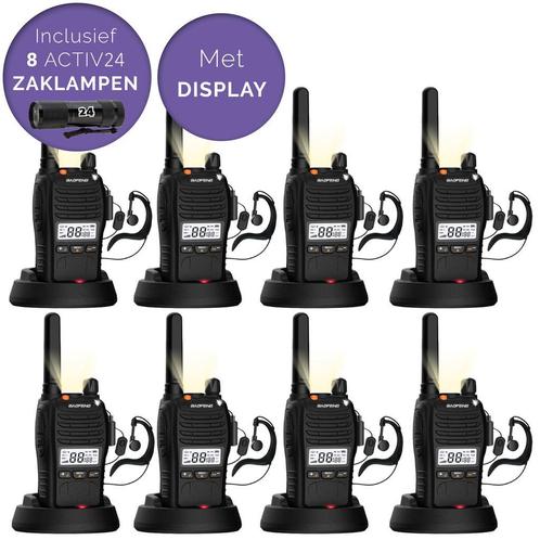 Activ24 8x Baofeng E-88 PMR display portofoons, Telecommunicatie, Portofoons en Walkie-talkies, 2 to 5 km, Met broekklem, Nieuw