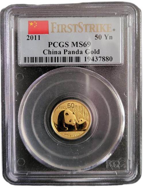 Gouden China Panda 1/10 oz 2011 MS69 PCGS (POP 2.434/5.666), Postzegels en Munten, Munten | Azië, Oost-Azië, Losse munt, Goud