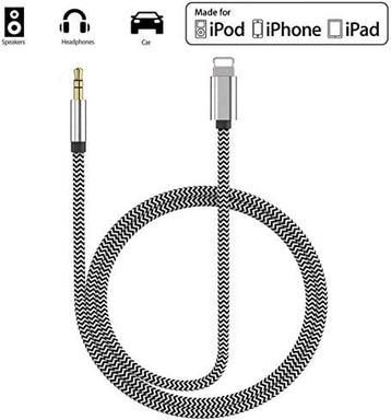 4 stuks Nieuwe versie] Aux-kabel voor iPhone-adapter naar