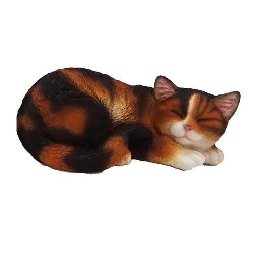 Dierenbeeld slapende kat/poes gekleurd 28 cm - Beeldjes, Verzamelen, Beelden en Beeldjes, Verzenden