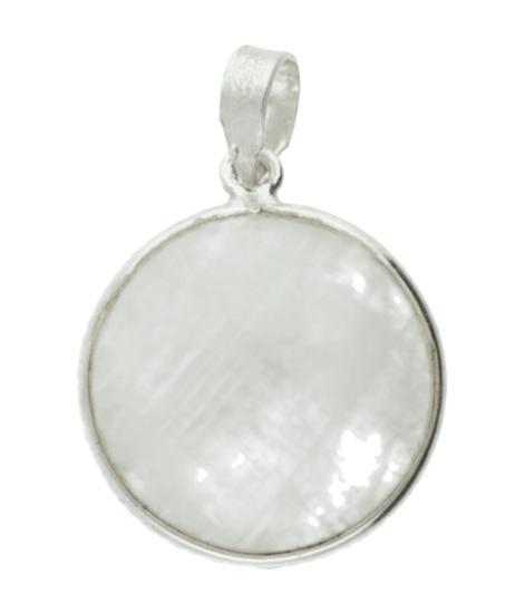 Zilveren Maansteen edelsteen rond hanger, Sieraden, Tassen en Uiterlijk, Kettinghangers, Verzenden