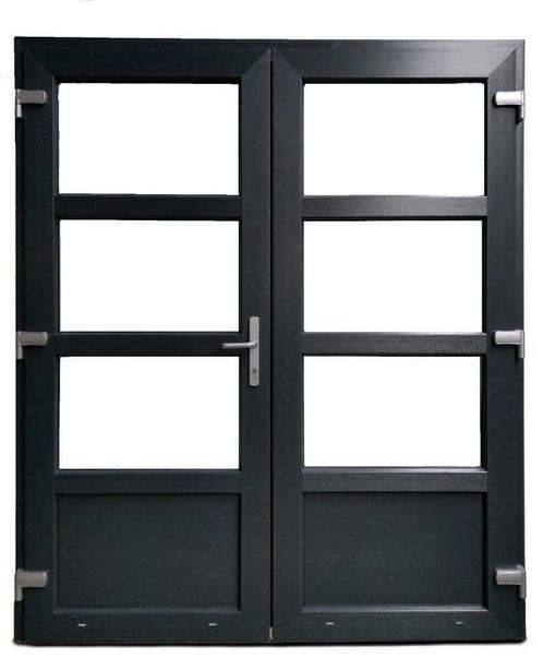 Kunststof dubbele deuren met kozijn in wit of antraciet!, Doe-het-zelf en Verbouw, Deuren en Horren, Nieuw, Glas, Kunststof, Buitendeur