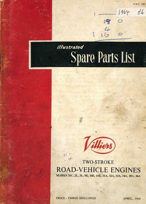 1964 Villiers - Spare Parts List Two-Stroke Vehicle Engines, Motoren, Handleidingen en Instructieboekjes, Overige merken, Verzenden