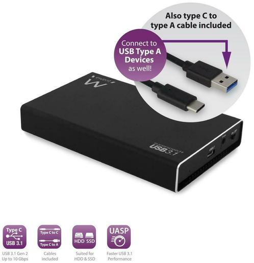 ACT USB 3.1 Gen2 Type-C 2.5 inch HDD/SSD behuizing, Audio, Tv en Foto, Fotografie | Geheugenkaarten, Nieuw, Verzenden