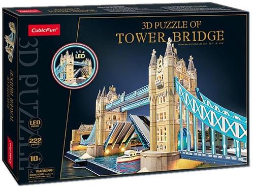 3D Puzzel - Tower Bridge LED (222 stukjes) | CubicFun -, Hobby en Vrije tijd, Denksport en Puzzels, Nieuw, Verzenden